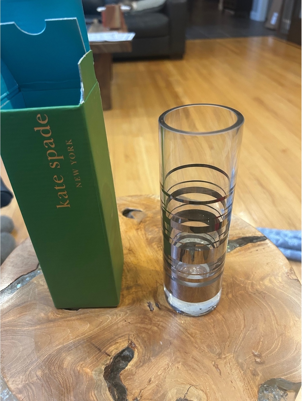 Kate Spade  Lenox Hampton Street Platinum Bud Vase 7.5in Non Lead Crystal